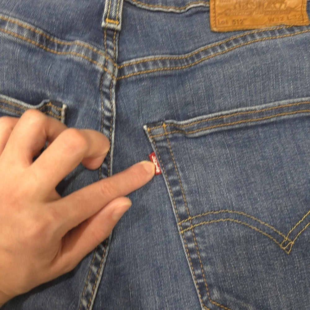 Levi's 512 Slim Taper Mens Blue Jeans W32 L32 Premium Waterless Dark Wash‎